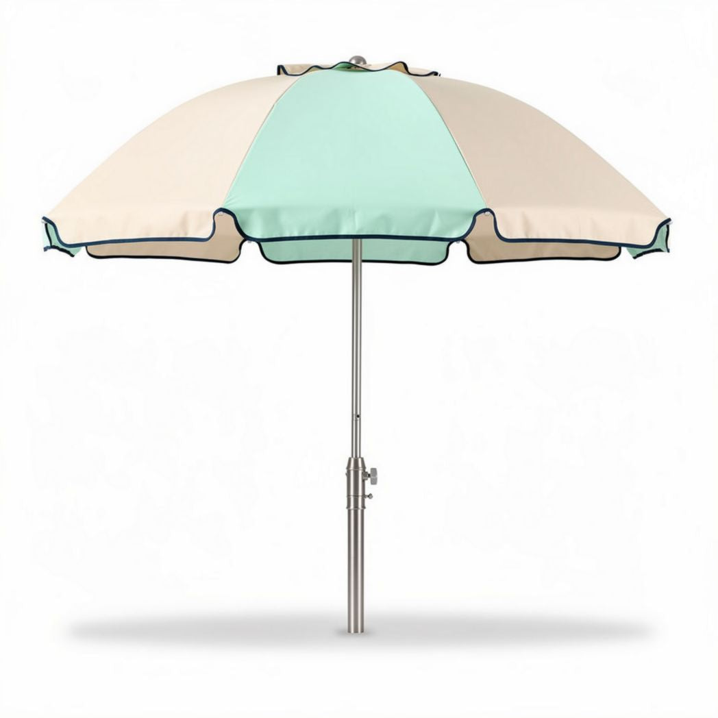 Sonnenschirm mit Metallgestell in mint und beige 150 x 150 x 250cm