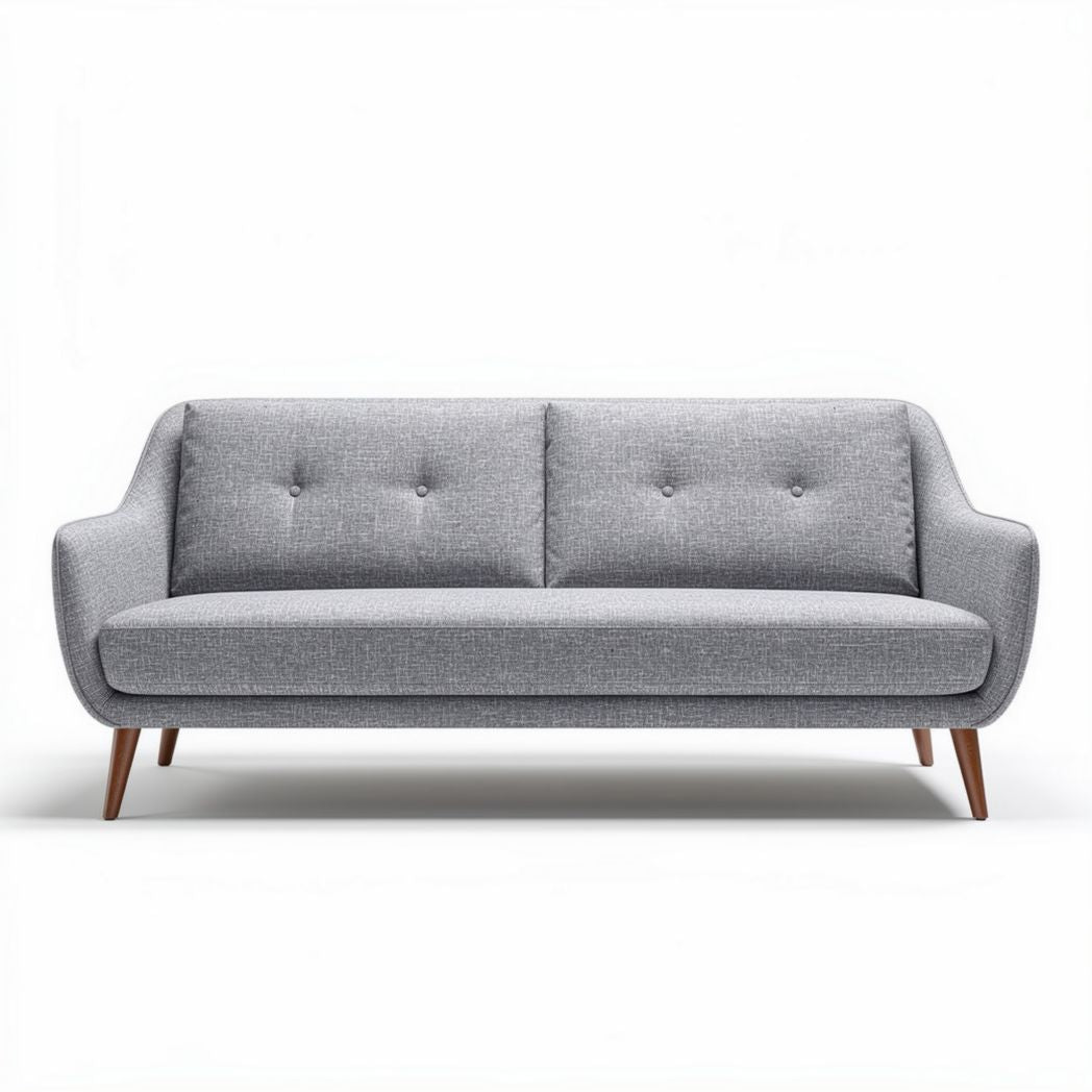 Grauer sofa aus textil mit holzbeinen für wohnzimmer 200 x 90 x 80cm