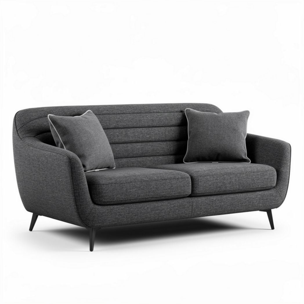 Sitzsofa aus grauem stoff mit kissen 180 x 90 x 80cm
