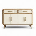 Sideboard aus Holz in natur und weiß 90 x 45 x 70cm mit zwei Schubladen und Türen