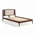 Bett aus Holz mit gepolstertem Kopfteil in dunkelbraun 190 x 120 x 30cm