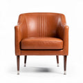Sessel aus braunem Leder mit eleganter Steppung und Holzbeinen 80 x 75 x 70cm