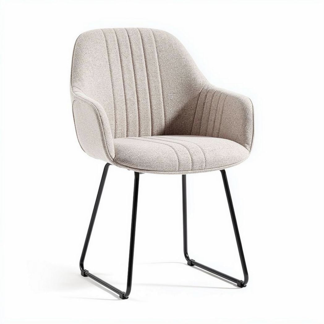 Stuhl mit gepolstertem bezug aus stoff in beige 60 x 55 x 85cm