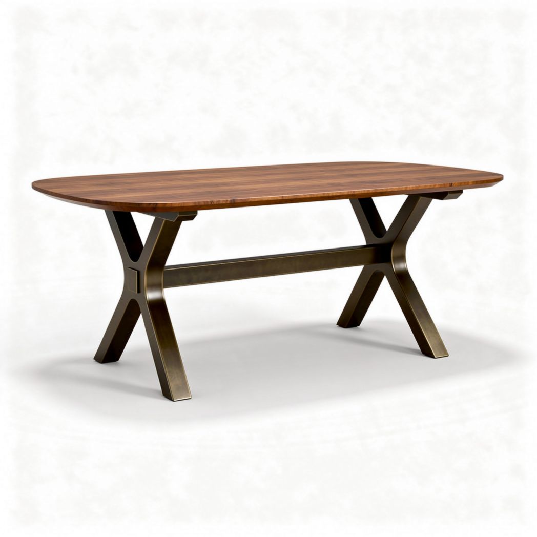 Esstisch aus Holz mit metallischem Gestell 200 x 100 x 75cm brown